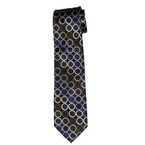 Michael Kors Silk Tie Multicolor Circles Pattern Men's Long